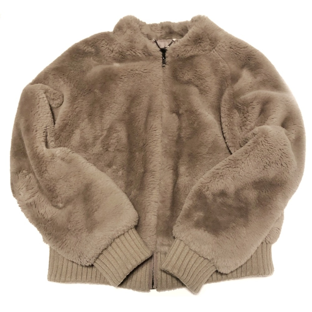 Banana Republic Faux Fur Collarless Bomber Jacket